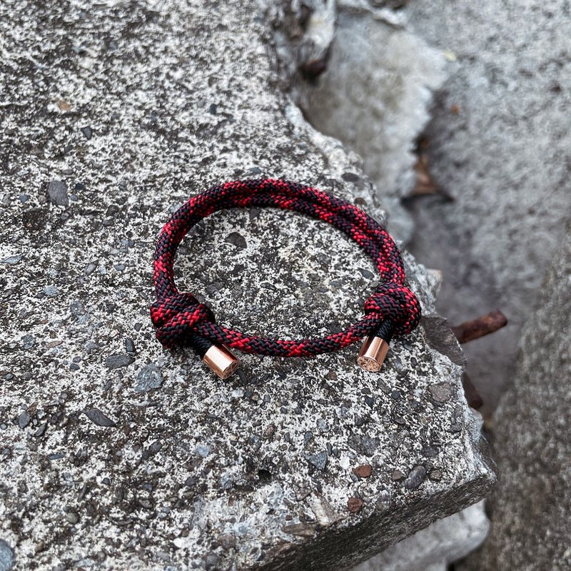 疯流Flow | 玩绳手环 x 红闪电(玫瑰金) 美制特色军规伞绳 钢扣 - 手链/手环 - 聚酯纤维 红色