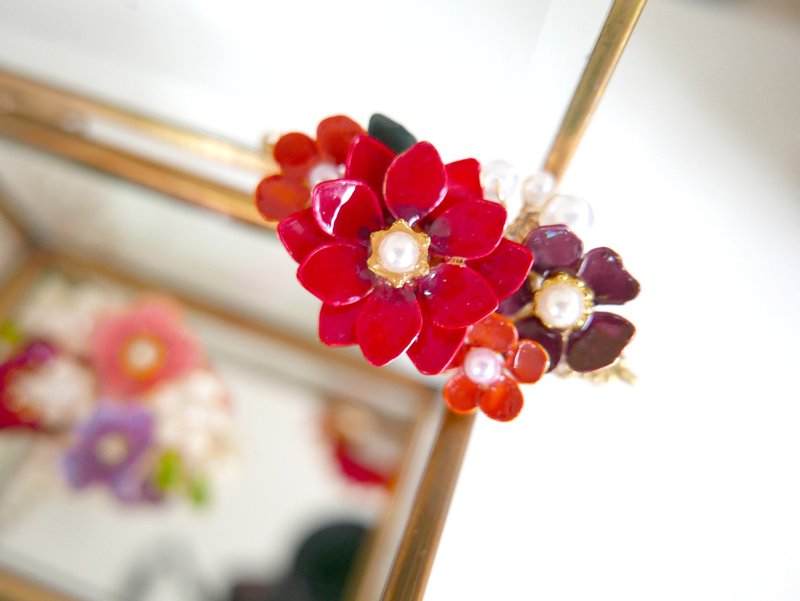 Aramore红系铜线花发夹［接单制作］ - 发饰 - 其他材质 红色