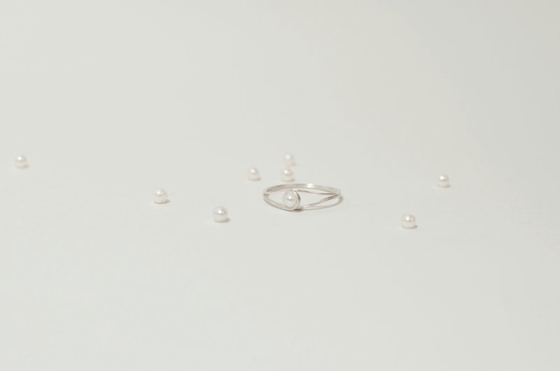 wuwu 线圈珍珠戒指 - 戒指 - 纯银 银色