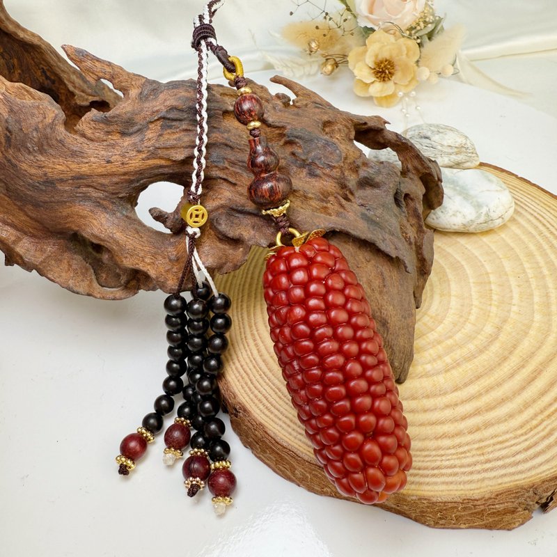 文玩/招财/丰收/吉祥平安-丰收玉米手编绳吊饰 - 吊饰 - 木头 