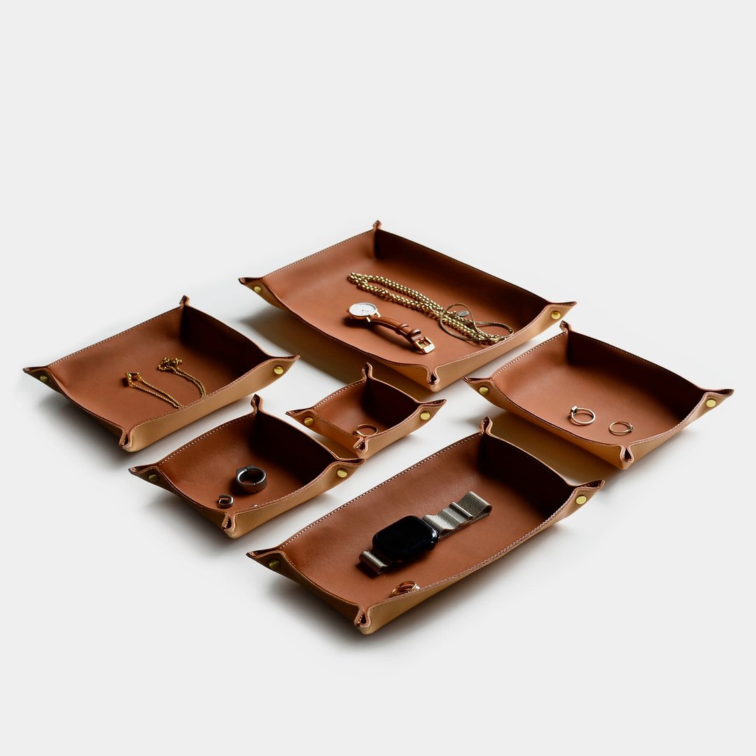 【环肥燕瘦的管家】棕色原色牛皮置物盘 皮革置物盒 托盘 TRAY - 收纳用品 - 真皮 咖啡色