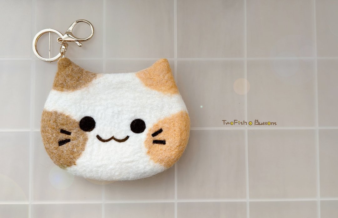 猫咪.小花猫【悠游卡套 . 羊毛毡】 - 证件套/卡套 - 羊毛 白色