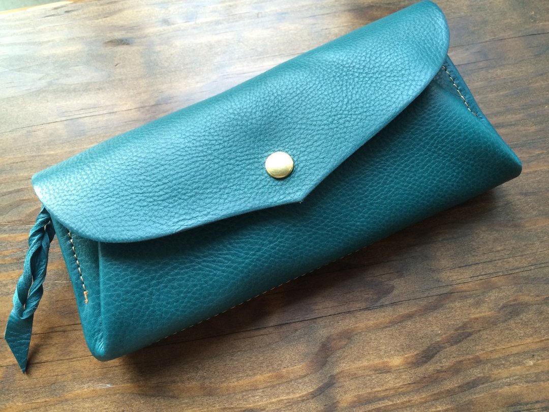 [Immediate delivery available] Italian leather * 12 cards long wallet "series-envelope" turquoise - 皮夹/钱包 - 真皮 蓝色