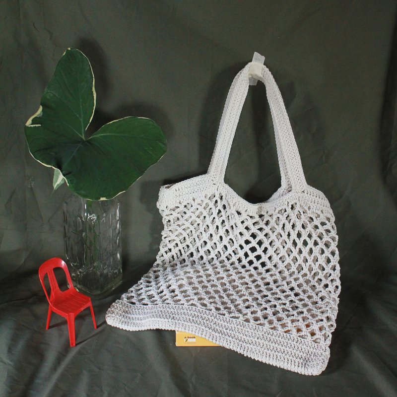 White Net bag ,Market bag ,White Crochet Tote bag ,Shopping bag - 手提包/手提袋 - 棉．麻 白色