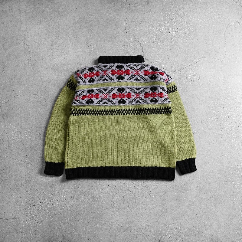 Vintage 北欧毛衣 / 挪威毛衣、编织毛衣、古着毛衣、图腾毛衣 - 男装针织衫/毛衣 - 羊毛 绿色