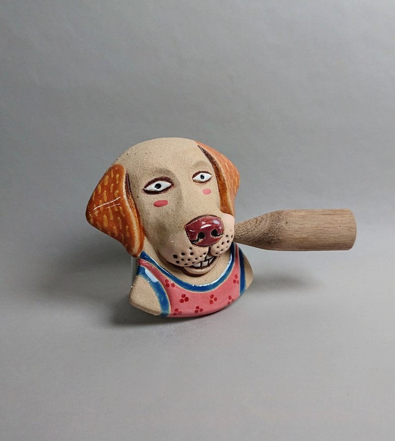 拉不拉多扩香器02(手工陶制品) - 香薰/精油/线香 - 陶 白色