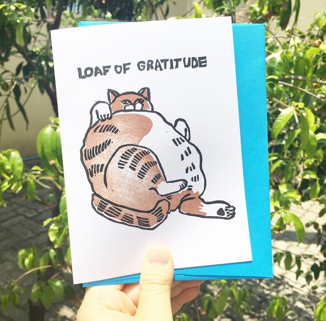 Hand-printed greeting card - Loaf of Gratitude - 卡片/明信片 - 纸 