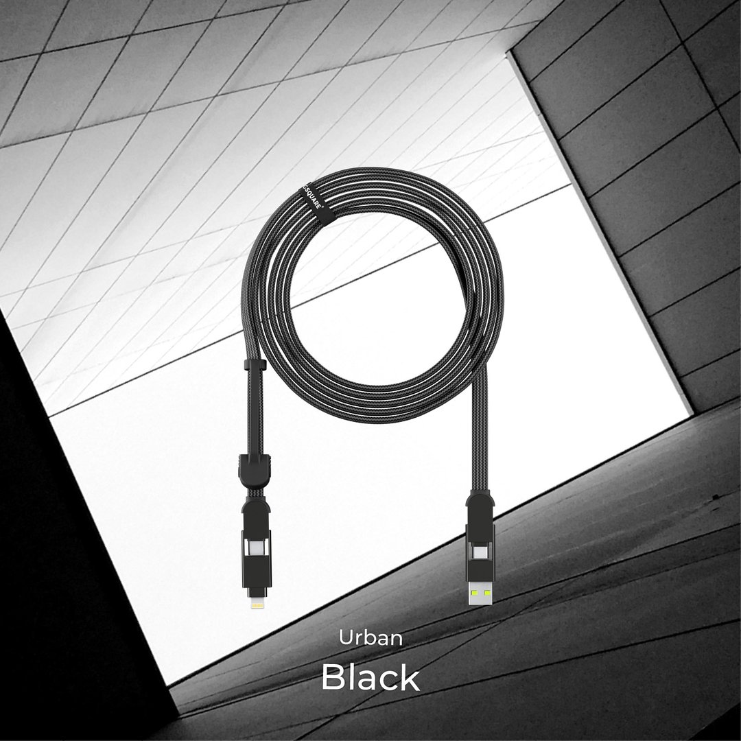 inCharge XL 六合一 100W充电传输线 300cm/USB-C快充版-石墨黑 - 充电宝/传输线 - 铝合金 黑色