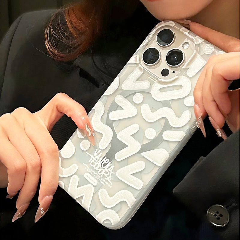 【磁吸板】白雪亮粉冰雪白磨砂鏡面 iPhone 15 Pro/15 ProMax手機 - 手机壳/手机套 - 塑料 