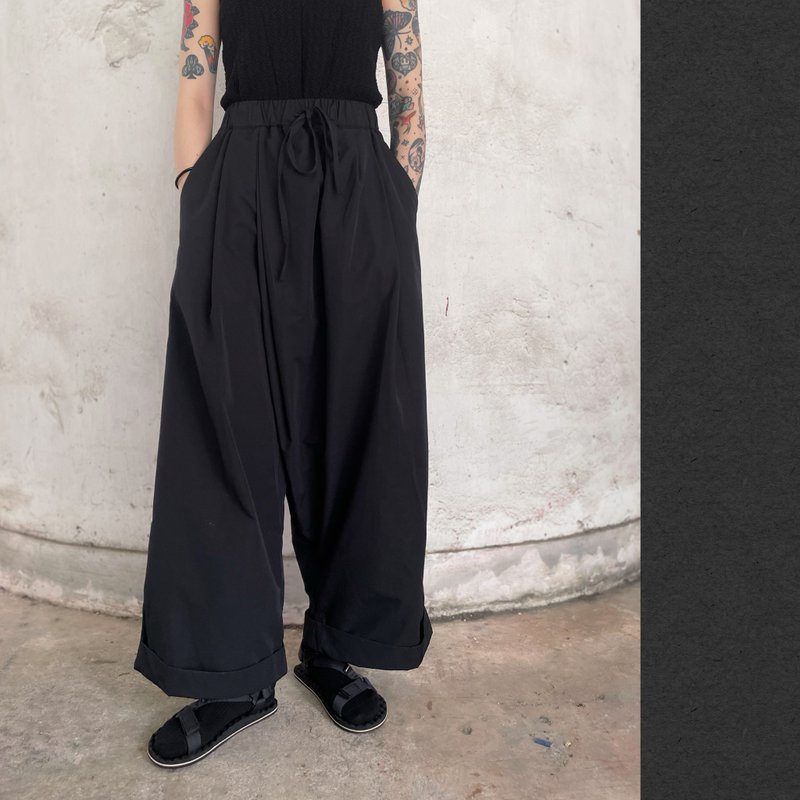 黑格尔自由阔裤/男女同款 - 中性裤装 - 其他人造纤维 黑色