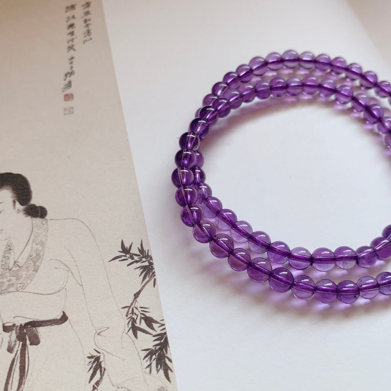繁星点点。 天然紫水晶3mm手链深紫色晶透 能量 双圈手串饰品学业 - 手链/手环 - 水晶 紫色