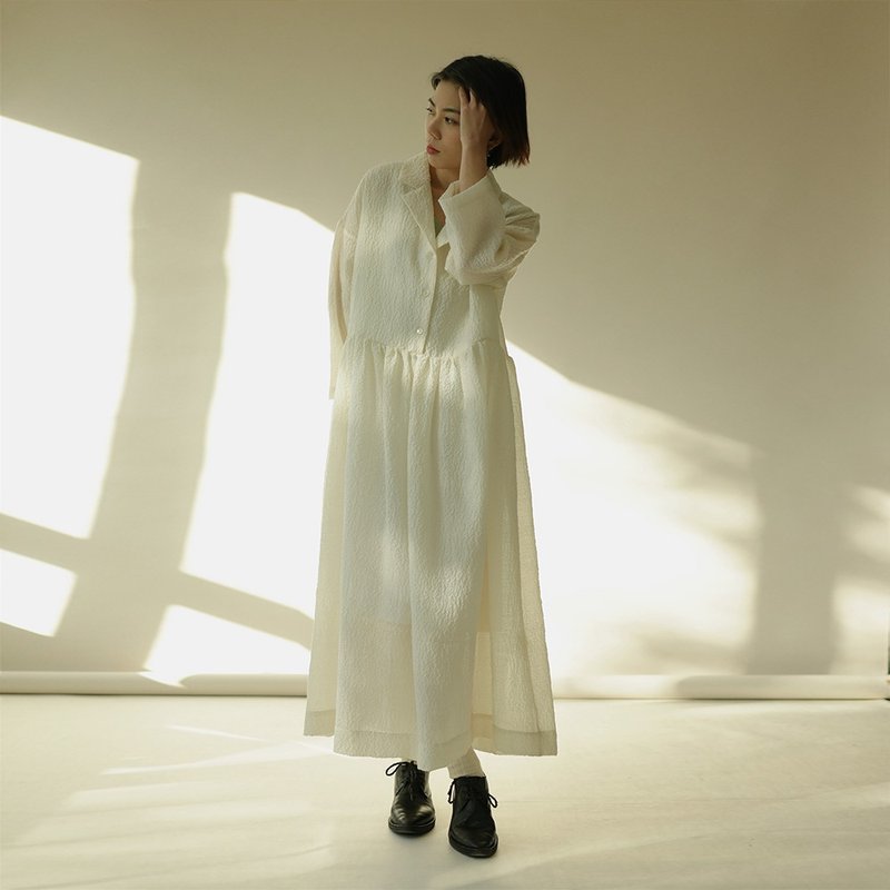 羊毛锦花长衬衫裙 - 裙子 - 羊毛 