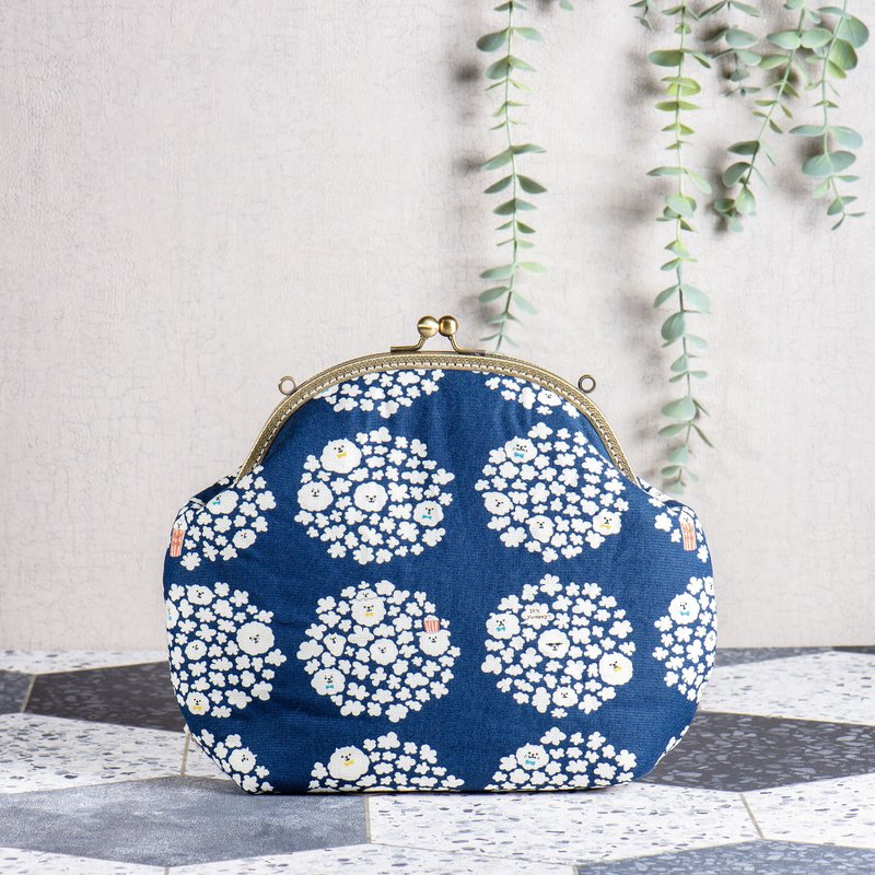 深蓝 马尔济斯爆米花 复古金属口金包 #包包 #可爱 #日式 #情人 - 侧背包/斜挎包 - 棉 黄色