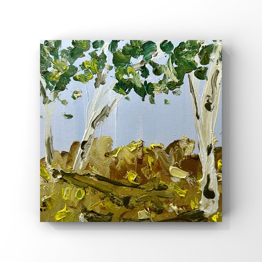 桦树画 桦树艺术 小画 书桌装饰 书架小艺术品 - 海报/装饰画/版画 - 其他材质 卡其色