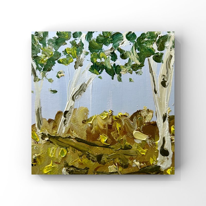 桦树画 桦树艺术 小画 书桌装饰 书架小艺术品 - 海报/装饰画/版画 - 其他材质 卡其色