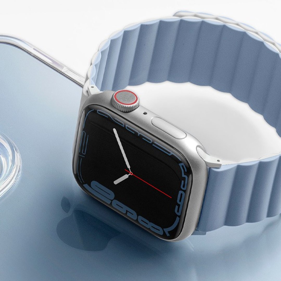 Revix Apple Watch 双色防水硅胶磁吸表带-白蓝 - 表带 - 硅胶 蓝色