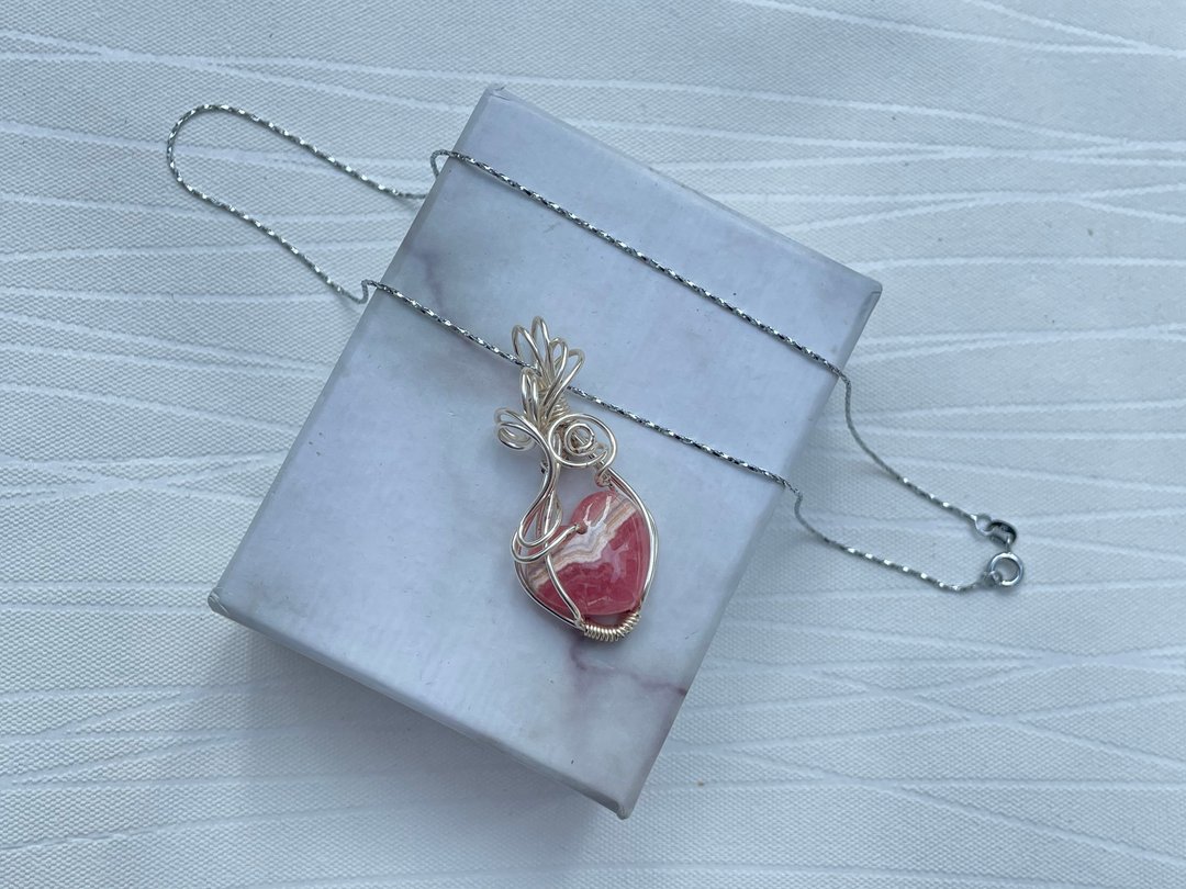 221058 wire wrapping 红纹石 铜线 绕线 吊堕 - 项链 - 铜/黄铜 红色