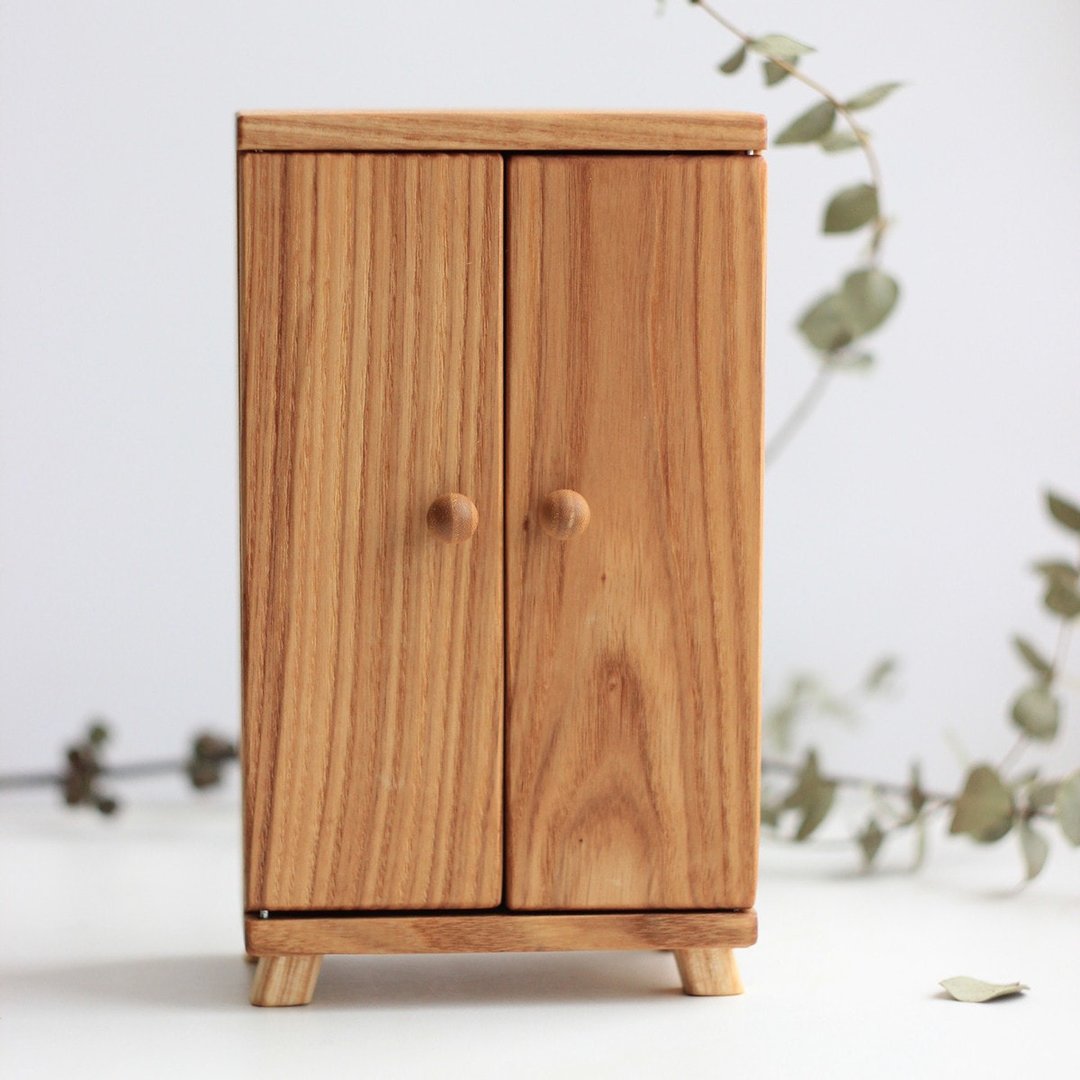 Wooden wardrobe for dolls. Wooden furniture for dolls. - 玩具/玩偶 - 木头 咖啡色