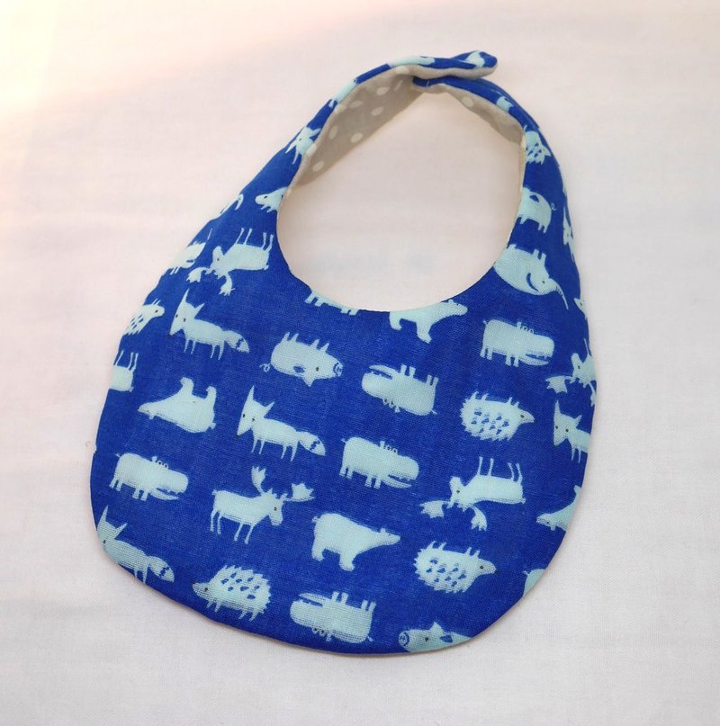 Japanese Handmade 8-layer-gauze Baby Bib - 围嘴/口水巾 - 棉．麻 蓝色