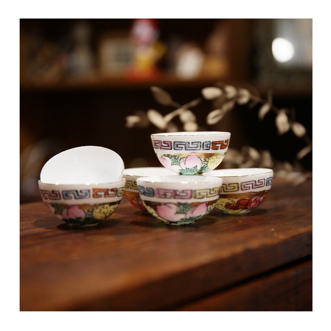 中国老件.70年代.潮汕薄胎杯.老茶杯.手绘描金蛋壳杯.单入售 - 茶具/茶杯 - 瓷 