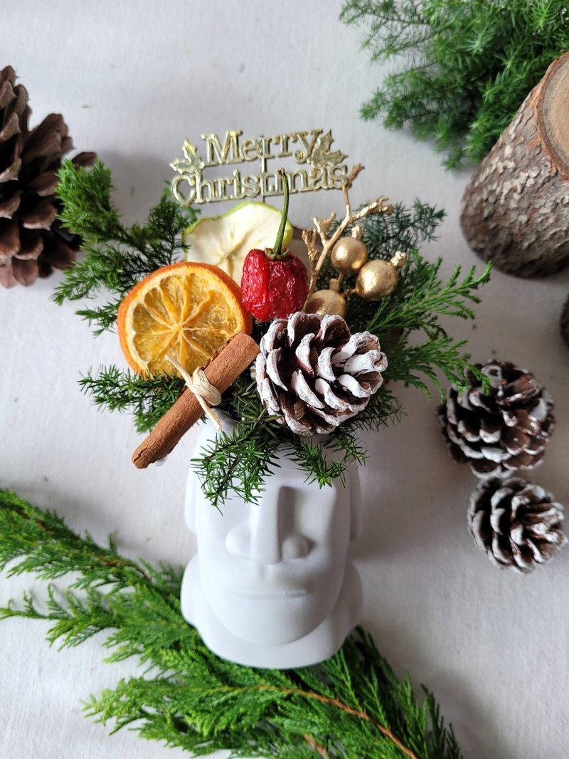 【圣诞礼盒】开圣诞派对吧 摩艾干燥花盆花  交换礼物 圣诞礼物 - 植栽/盆栽 - 植物．花 金色