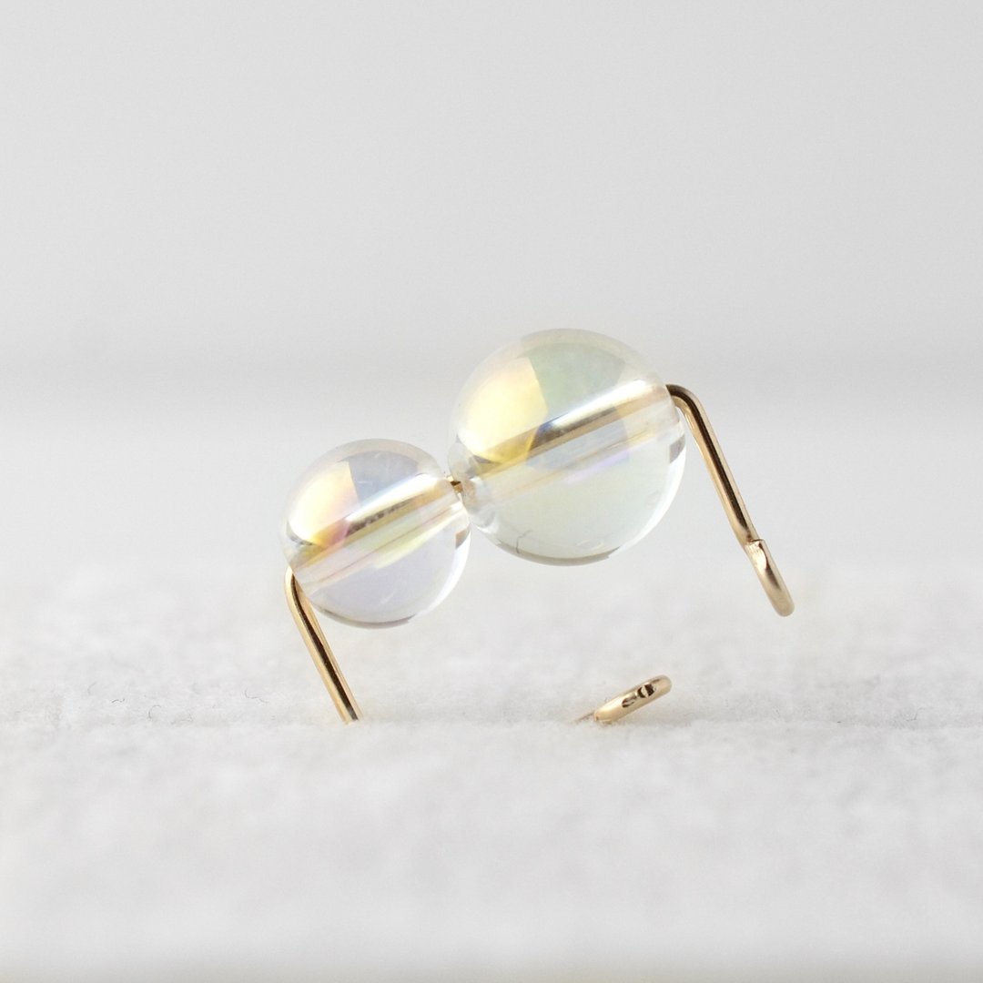 soap bubble, ear cuff, 14kgf, single item, crystal, gold color, birthday gift, wedding gift, made in Japan, contemporary jewelry - 耳环/耳夹 - 水晶 透明