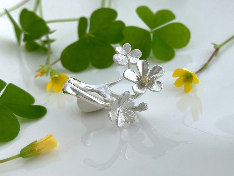 酢浆草耳骨夹 - 耳环/耳夹 - 纯银 银色