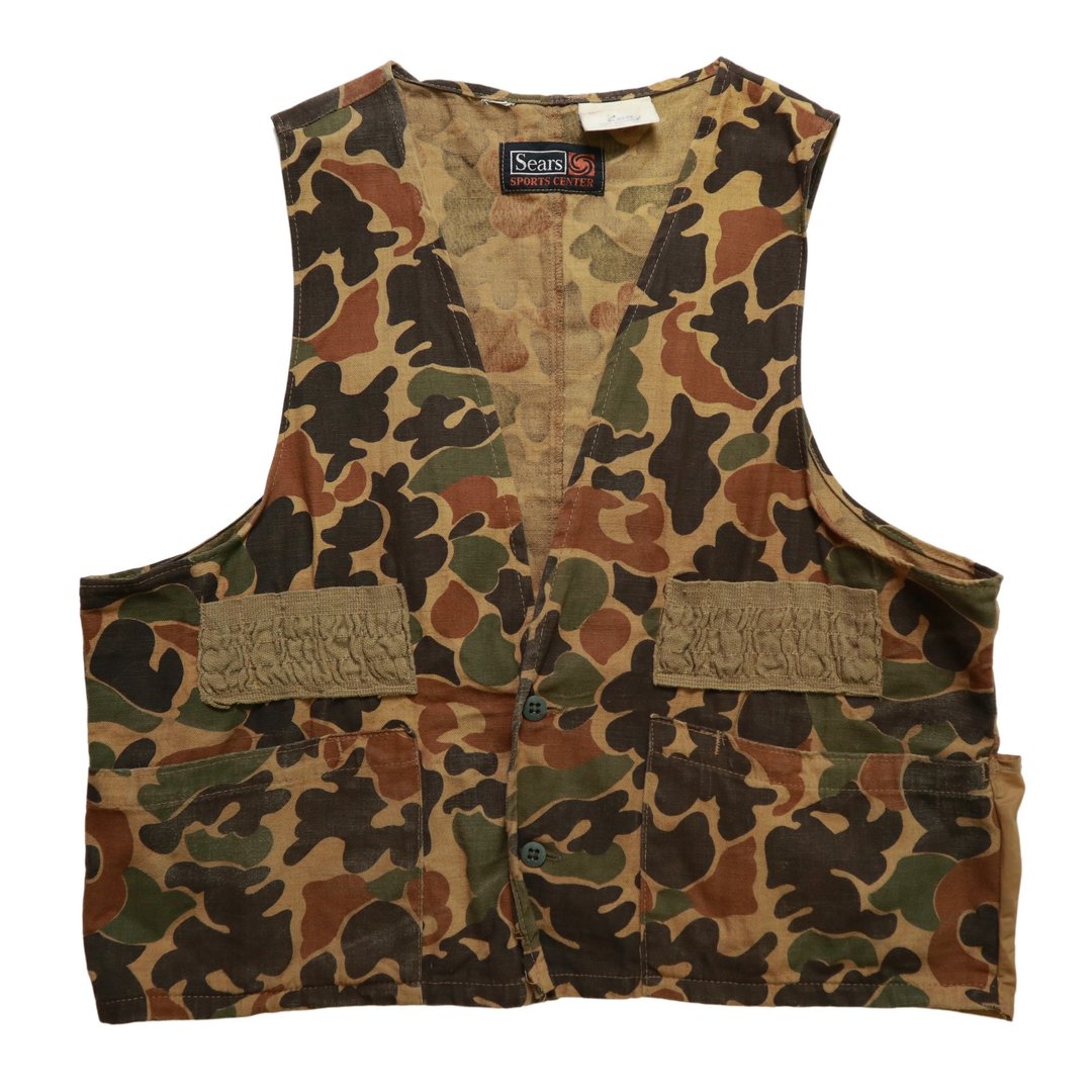 70-80s 古着 Sears camo hunting vest 迷彩狩猎背心 - 男装背心 - 其他材质 卡其色