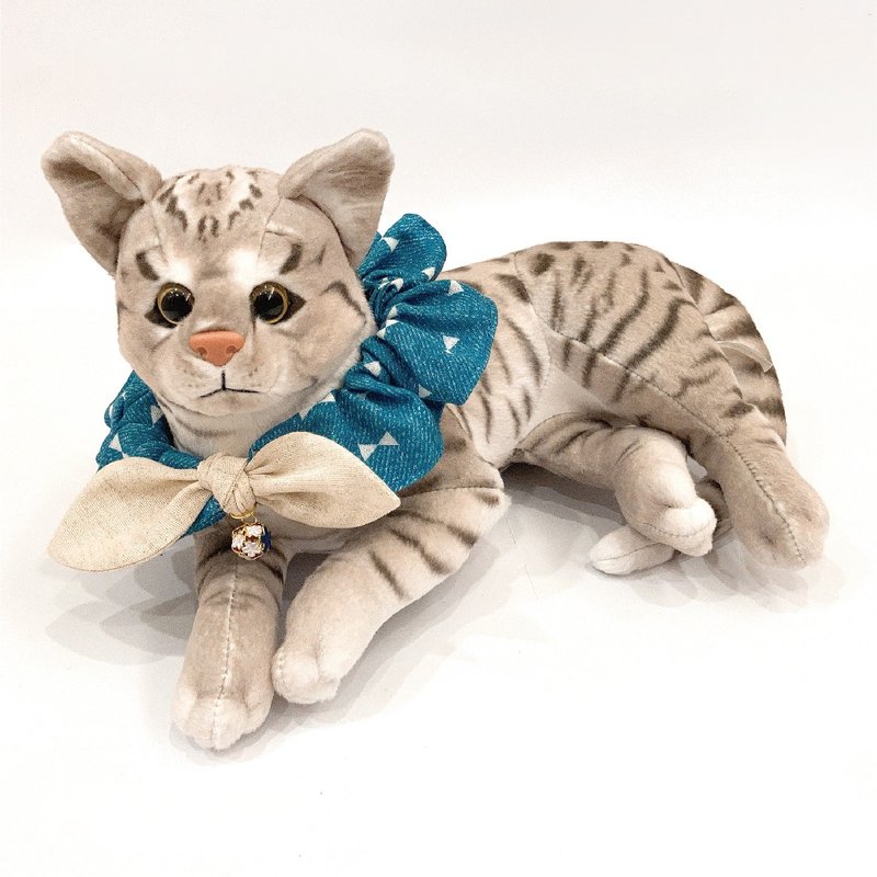 手工宠物围兜 宠物大肠圈 - 项圈/牵绳 - 棉．麻 蓝色