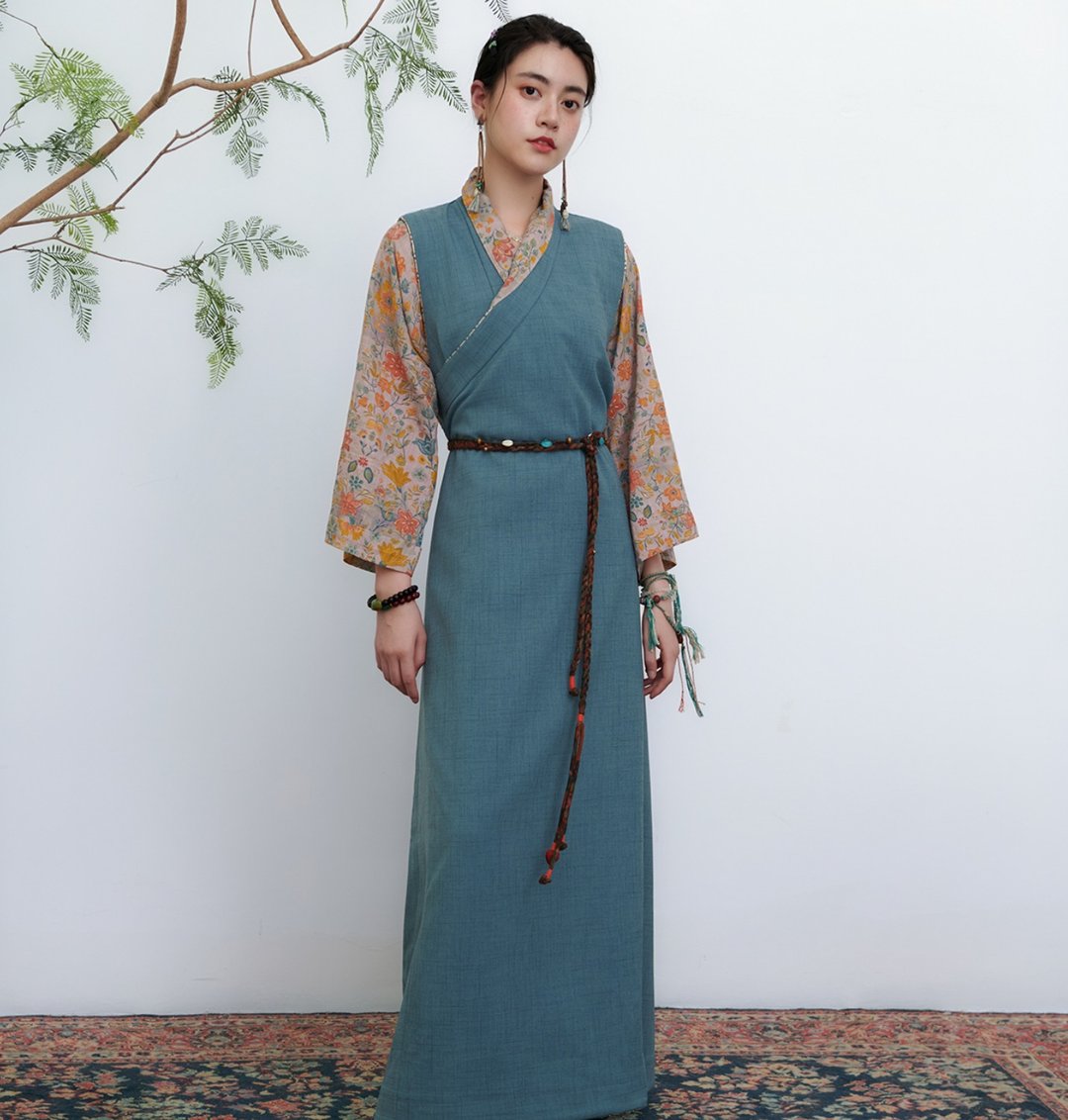 【绮梦】新中式复古藏风/交领上衣/长裙 - 女装上衣 - 其他材质 蓝色