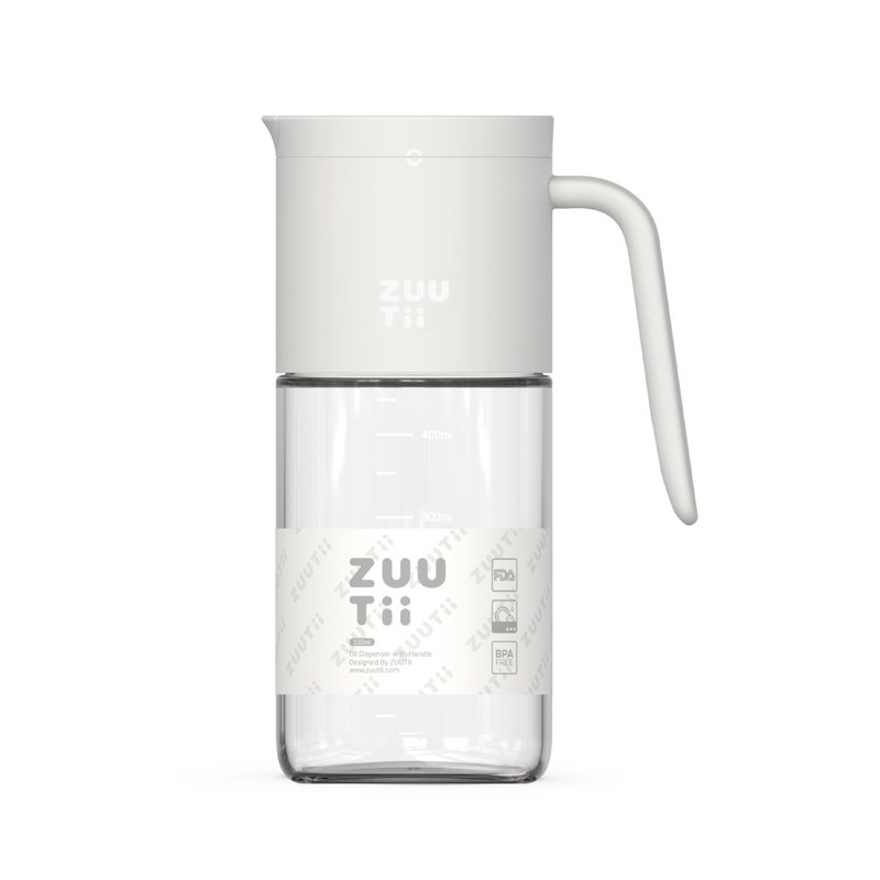 Zuutii 附手柄自动开合盖玻璃油壶 - 米白色 (550ml) - 厨房用具 - 玻璃 白色