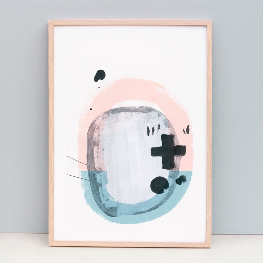 Fine Art Print Abstract Art, Blue and Light Pink  - Sound (Unframed) - 海报/装饰画/版画 - 纸 多色