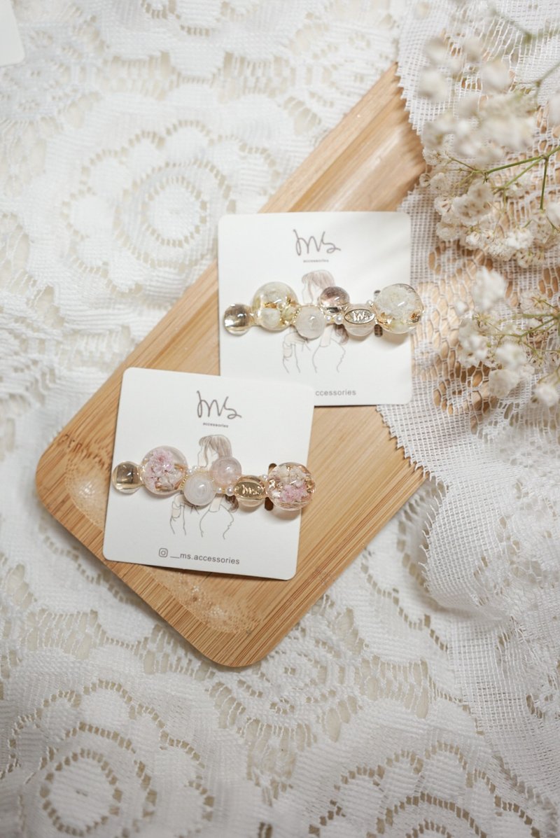 MS - 波波真花发夹 - 发饰 - 树脂 白色