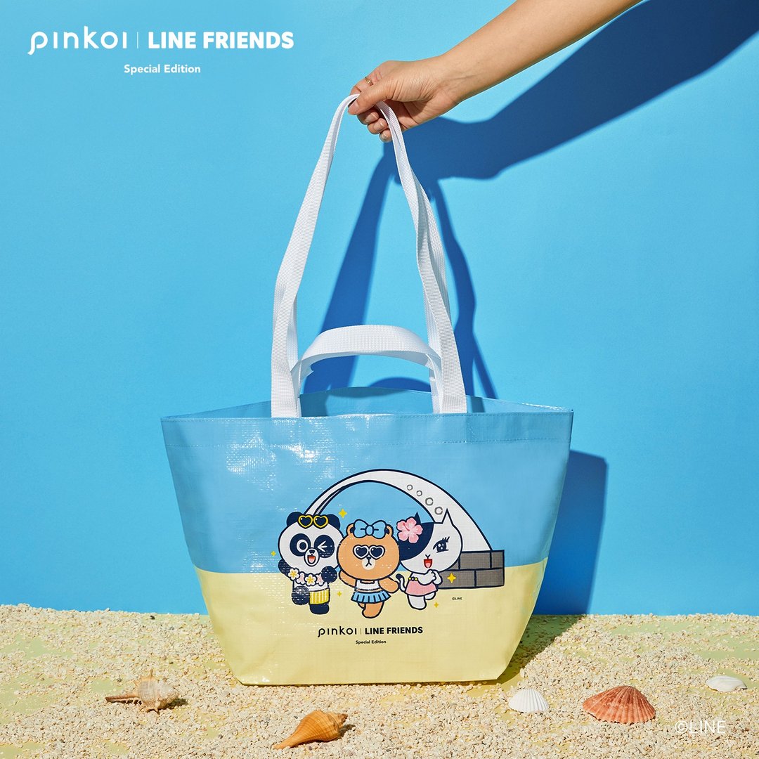 LINE FRIENDS 大容量海滩袋 - 手提包/手提袋 - 塑料 蓝色