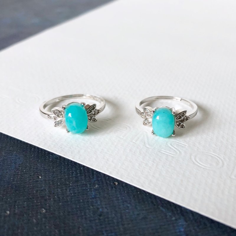 秘鲁天河石纯银戒指 礼物 - 戒指 - 宝石 蓝色