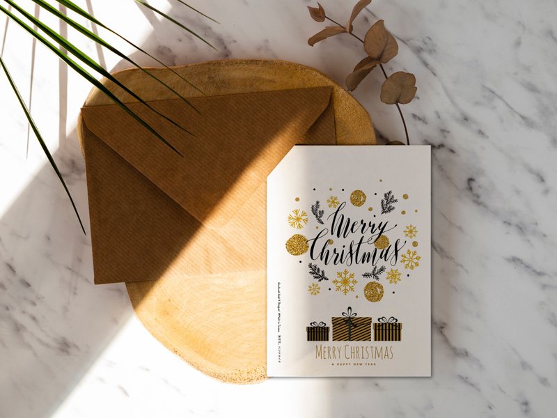 金色礼物圣诞卡洛可可草莓 WELKIN手工明信片圣诞卡片【CM17091】 - 卡片/明信片 - 纸 