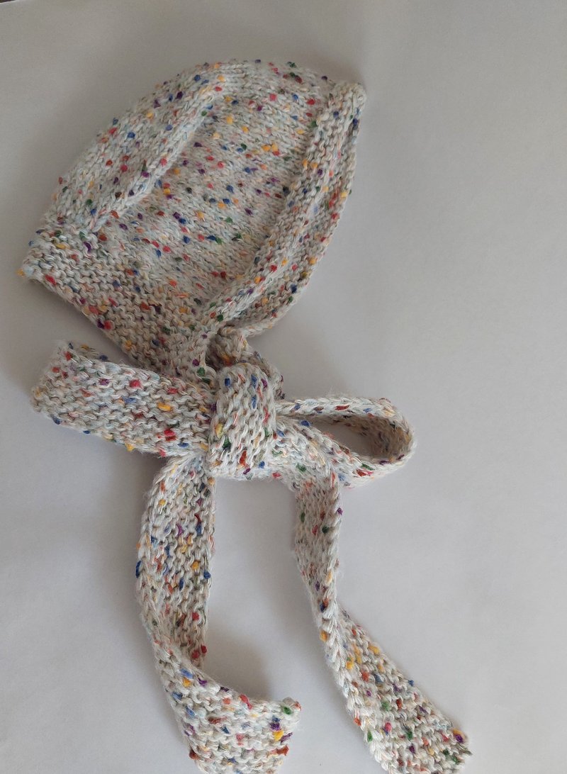 米白色底搭配彩色点点  巴拉克拉法帽 也可当围巾 - 帽子 - 羊毛 