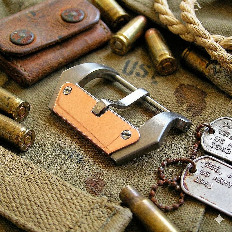 钛金属表扣 22mm – 粗犷 Pre-V 工艺设计 - 复古风格 - 表带 - 其他材质 银色