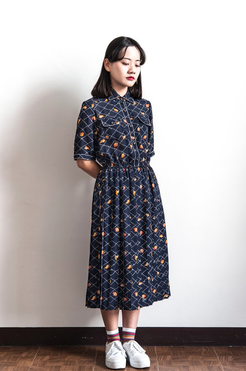 Vintage 渔获贝壳短袖古着洋装 - 洋装/连衣裙 - 聚酯纤维 多色