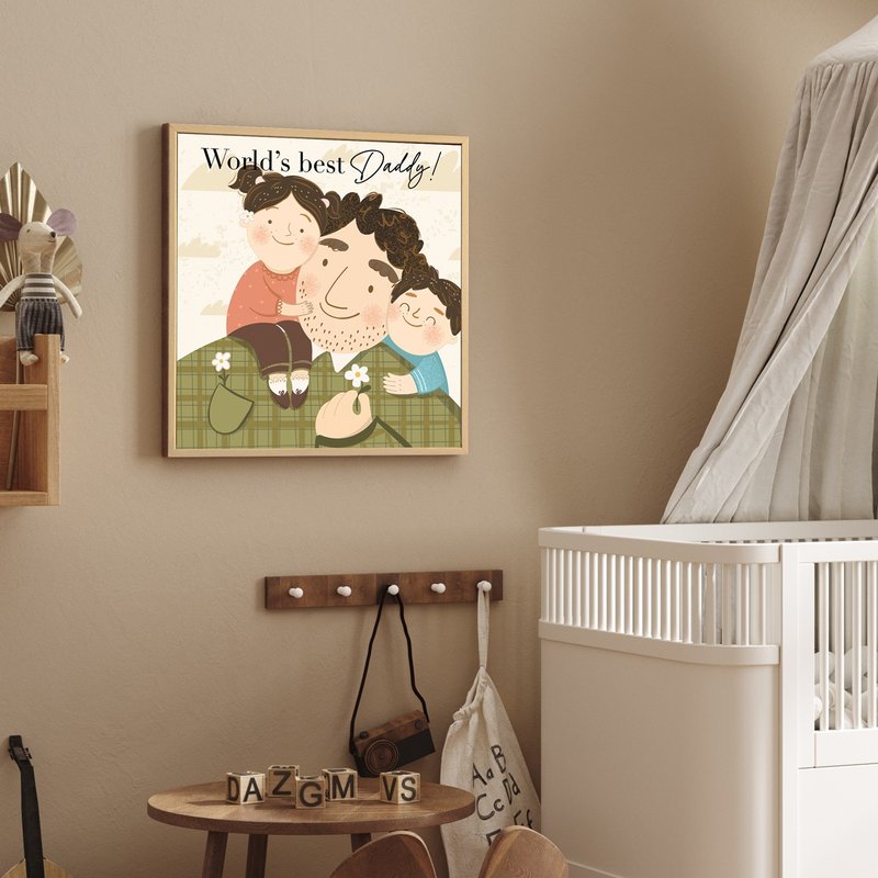 爸爸的肩膀(可定制名字) - 父亲节画作/专属定制礼物/菠萝选画所 - 摆饰 - 棉．麻 卡其色