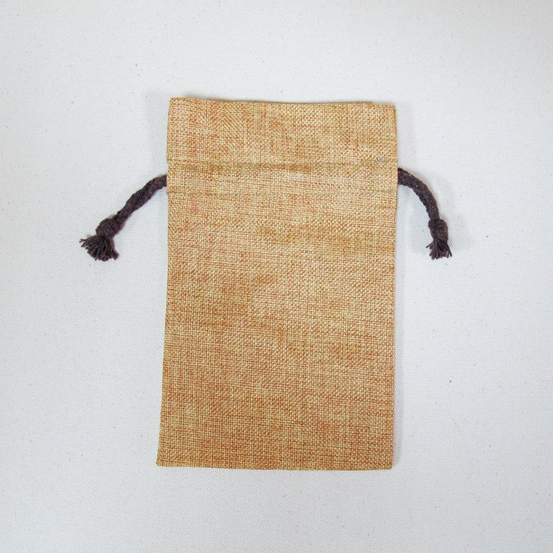 日式简约 麻布 绒布束口袋 小物收纳袋 零钱袋 - 化妆包/杂物包 - 棉．麻 咖啡色