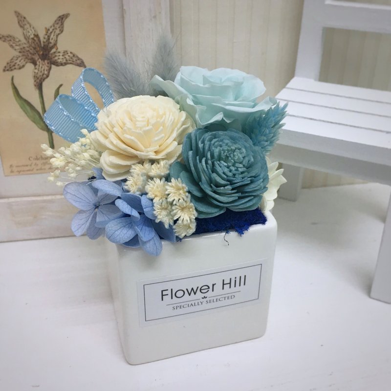 爱丽丝蓝色幻想-母亲节/盆栽/桌花/干燥花/不凋花/扩香花/毕业 - 干燥花/捧花 - 植物．花 