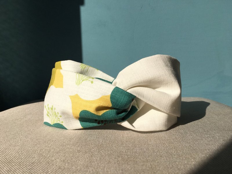 双拼发带 / 超Q花花 - 白 - 发带/发箍 - 棉．麻 白色