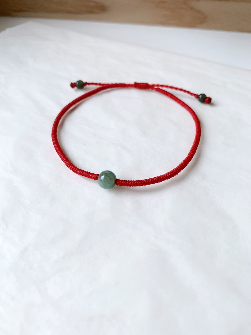 油青玉 极细 金刚结 | 沈稳 忠于自己 勇气 自信 - 手链/手环 - 其他材质 红色