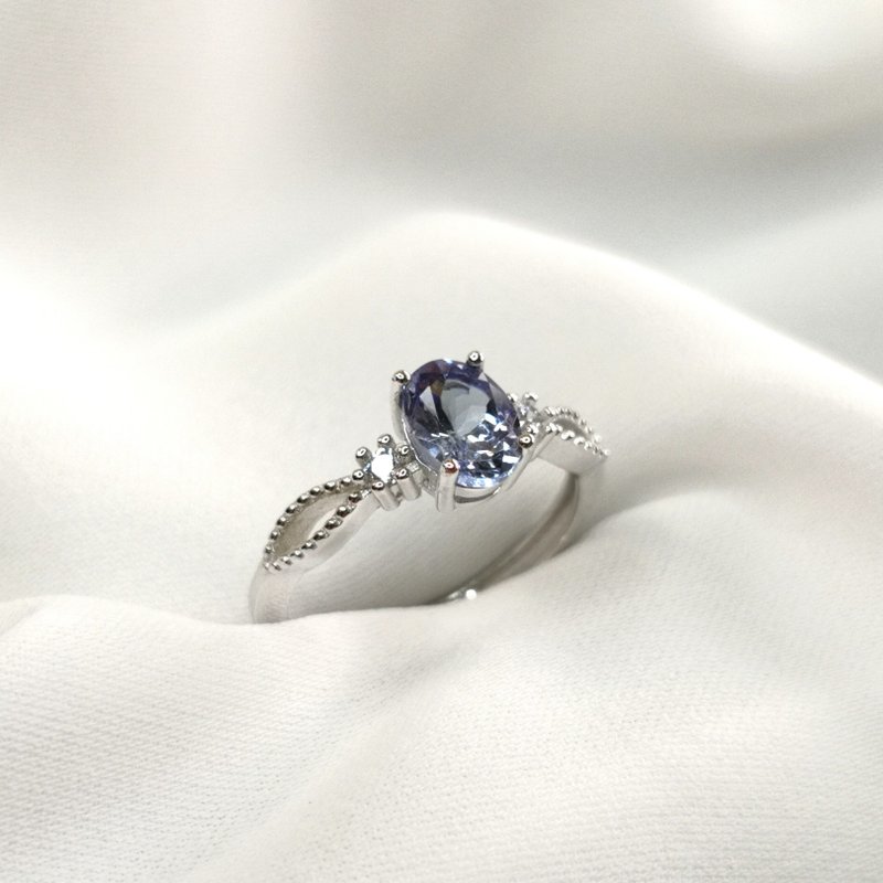 丹泉石 坦桑石 无烧无处里 多色性 紫罗兰色 气质 质感 轻珠宝 - 戒指 - 纯银 紫色