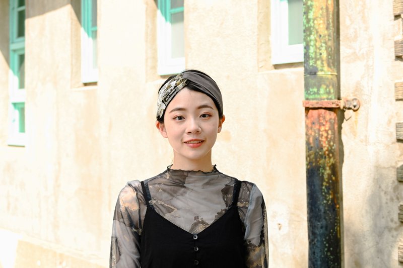 双拼发带 / 咖啡厅招牌 - 铁灰 / 灰蓝 - 发带/发箍 - 棉．麻 灰色