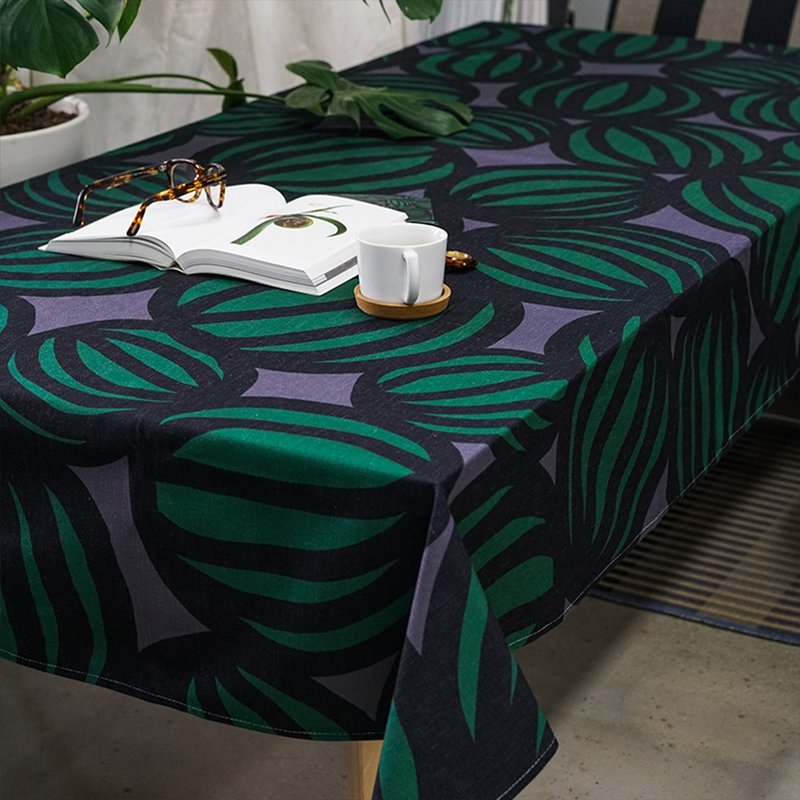 草稿/CIAOGAO原創設計北歐風西瓜線描黑茶幾電視櫃蓋布圓桌布 - 餐垫/桌巾 - 聚酯纤维 绿色