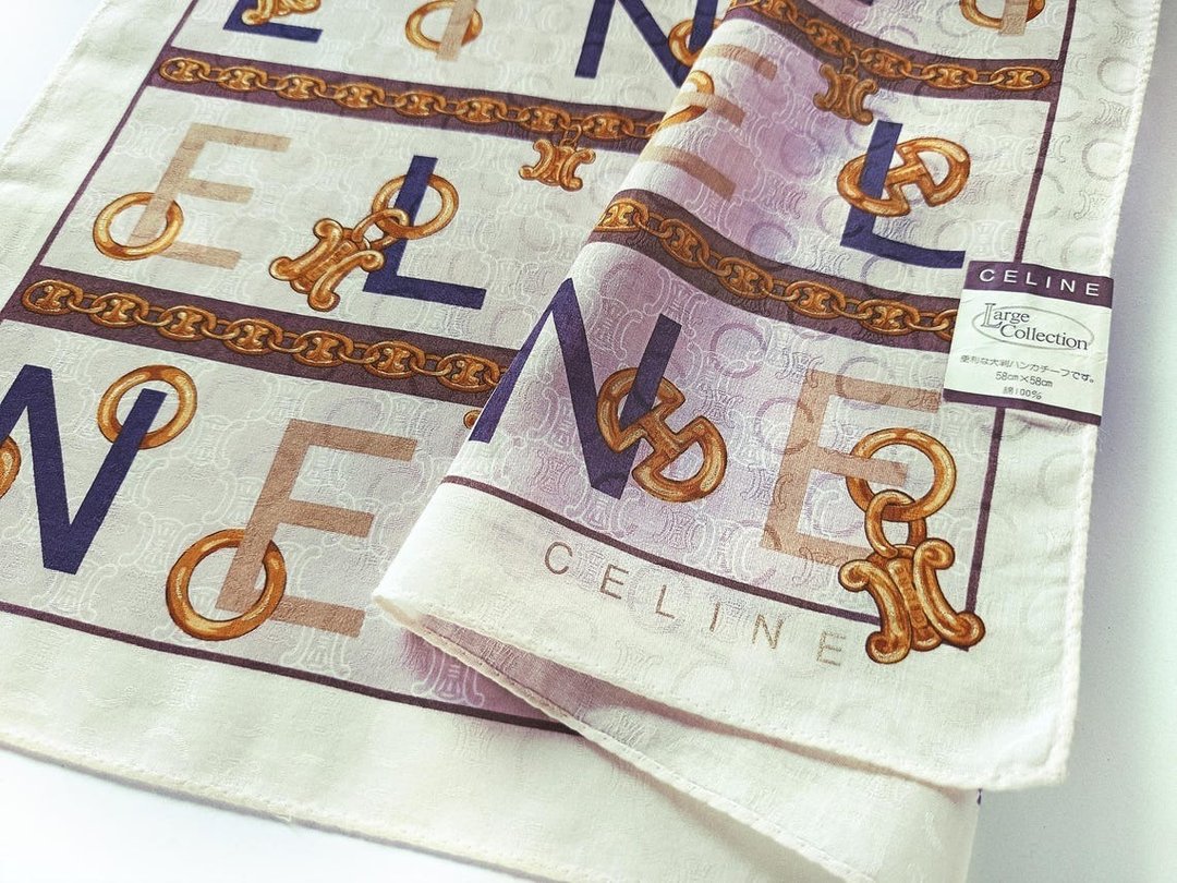 Celine 提花标志手帕 - 珠宝锁链坠饰印花 22.5 x 22.5 英寸 - 手帕/方巾 - 棉 粉红色