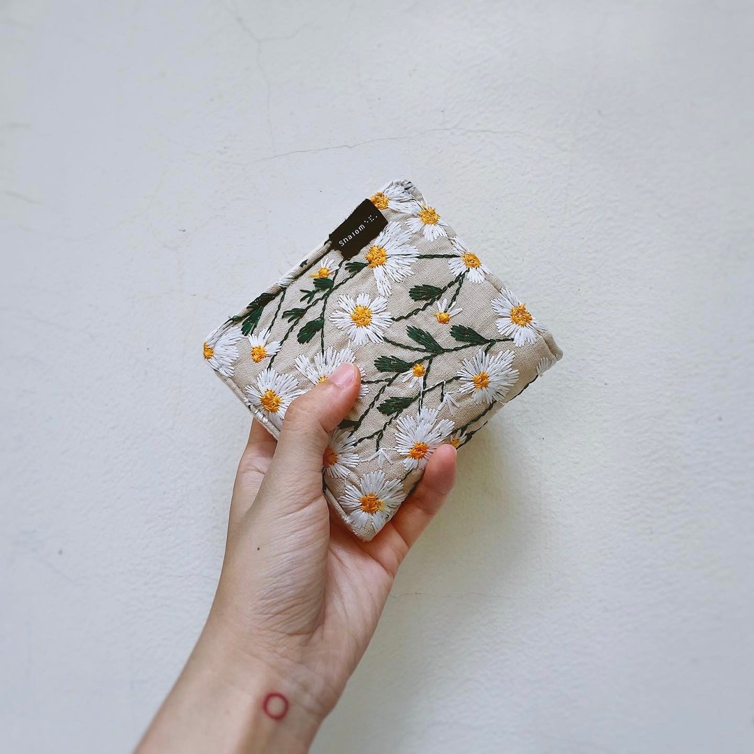 *小雏菊系列(手作布短夹)短夹/皮夹/皮包/钱包 - 皮夹/钱包 - 棉 多色