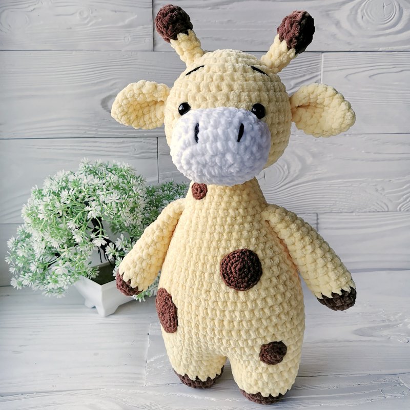 Crochet Giraffe toy doll, Yellow Amigurumi plush giraffe, custom giraffe - 玩具/玩偶 - 聚酯纤维 